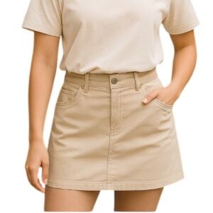 JONES&CO High Waist Skort Tan Brushed Cotton Stretch Blend Pockets Sporty 16